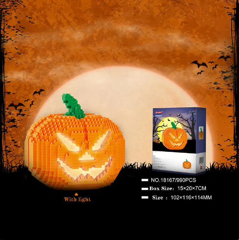 Leuchtender Halloween-Kürbis Bausteinset
